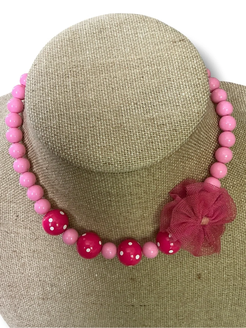 Kids Pink and Blue Beaded Necklace Set - Cute Bow & Flower Designs